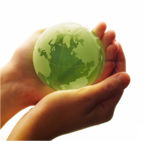 Globe cradled in two hands